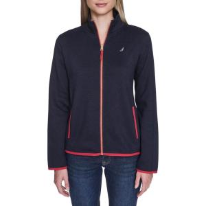 Nautica Women’s Mockneck Zip Up Fleece Jacket(Night Sky)