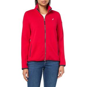 Nautica Women’s Mockneck Zip Up Fleece Jacket(Regatta Red)