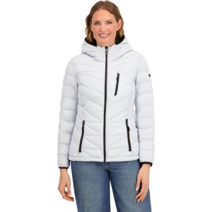 Nautica Women’s Packable Stretch Puffer Jacket – Midweight Water-resistant Coat Adjustable Hem(Blue)