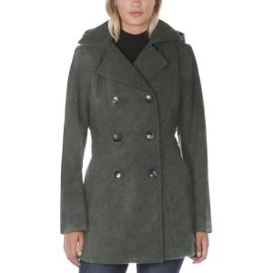Nautica Women’s Peacoat Wool Blend Double Breasted Winter Coat(Charcoal)