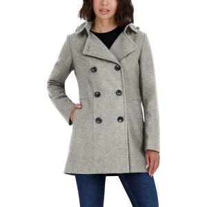 Nautica Women’s Peacoat Wool Blend Double Breasted Winter Coat(Heather Grey)