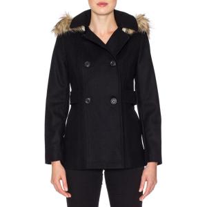 Nautica Women’s Peacoat Wool Blend Double Breasted Winter Coat(Onyx)