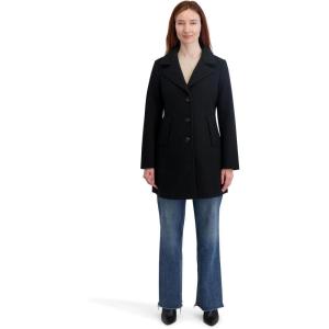 Nautica Women’s Soft Faux Wool Peacoat –long Winter Coat, Double-breasted, Welt Pockets(Black)
