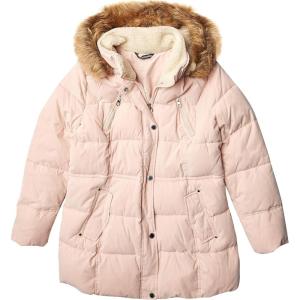 Nautica Women’s Soft Mist Heavyweight Puffer Coat– Winter Jacket With Detachable Faux Fur Hood(Dusty Pink)