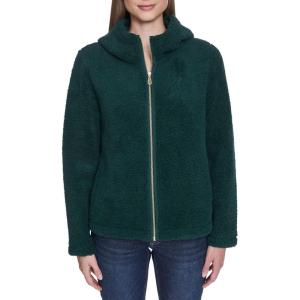 Nautica Women’s Solid Sherpa Zipup Hoodie Jacket(Forest)