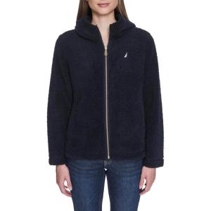 Nautica Women’s Solid Sherpa Zipup Hoodie Jacket(Night Sky)
