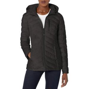 Nautica Women’s Stretch Puffer Jacket – Midweight Winter Coat Detachable Faux Fur Lined Hood(Charcoal)
