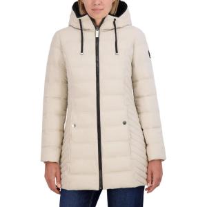 Nautica Women’s Stretch Puffer Jacket With Faux Fur Lined Hood – Wind & Water-resistant Winter Coat(Beige)