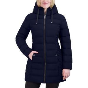 Nautica Women’s Stretch Puffer Jacket With Faux Fur Lined Hood – Wind & Water-resistant Winter Coat(Blue)