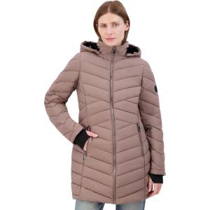 Nautica Women’s Stretch Puffer Jacket With Faux Fur Lined Hood – Wind & Water-resistant Winter Coat(Chestnut)