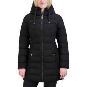 Nautica Women’s Stretch Puffer Jacket With Faux Fur Lined Hood – Wind & Water-resistant Winter Coat(Jet Black)