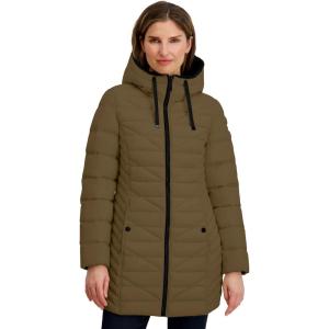 Nautica Women’s Stretch Puffer Jacket With Faux Fur Lined Hood – Wind & Water-resistant Winter Coat(Olive)
