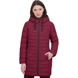 Nautica Women’s Stretch Puffer Jacket With Faux Fur Lined Hood – Wind & Water-resistant Winter Coat(Spice)
