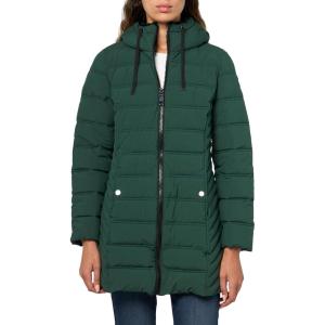 Nautica Women’s Stretch Puffer Jacket With Faux Fur Lined Hood – Wind & Water-resistant Winter Coat(Verde)