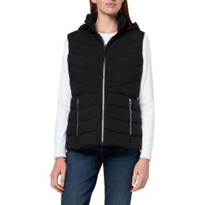 Nautica Women’s Stretch Puffer Vest – Water-Resistant Transitional Layer with Detachable Hood(Black)