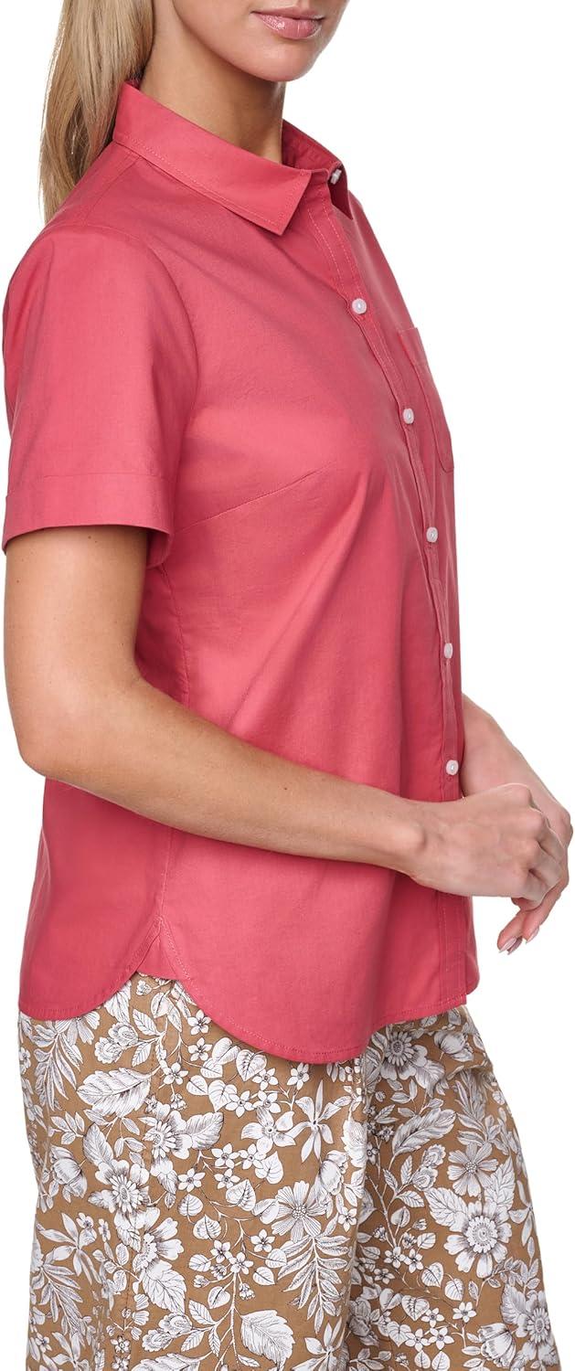 imageNautica Womens Button Front Short Sleeve Camp ShirtMineral Red