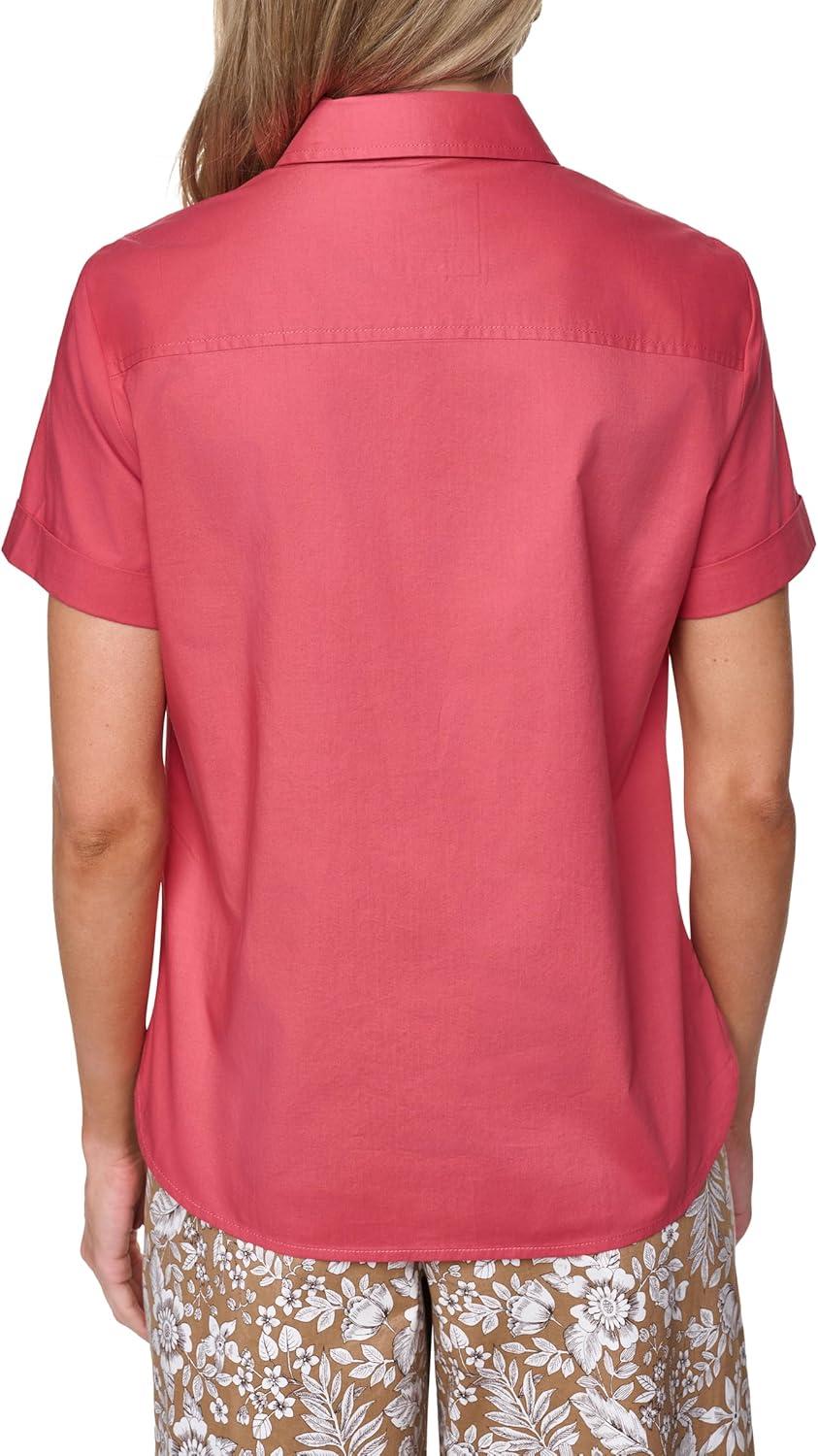 imageNautica Womens Button Front Short Sleeve Camp ShirtMineral Red