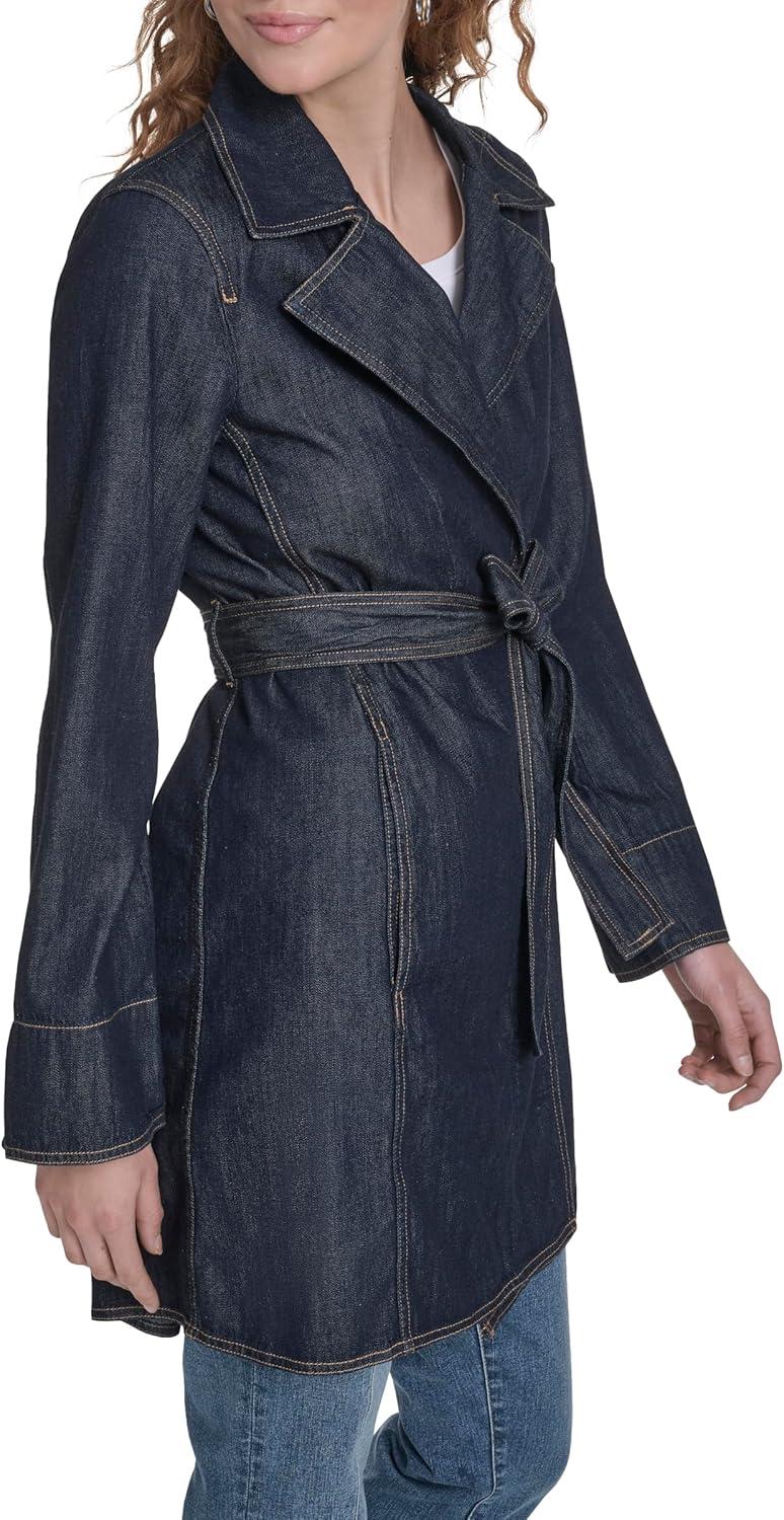 imageNautica Womens Denim Jean Trench Jacket OuterwearRinse