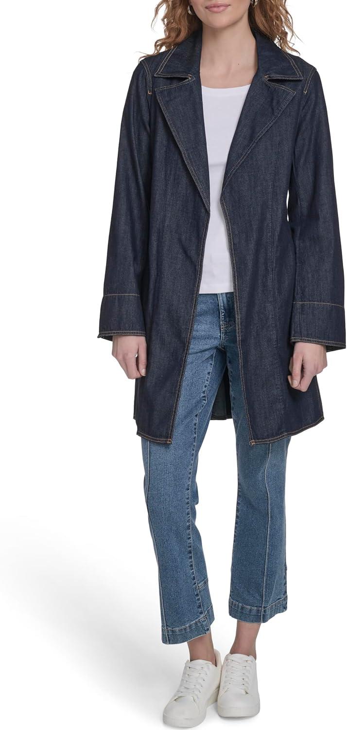 imageNautica Womens Denim Jean Trench Jacket OuterwearRinse