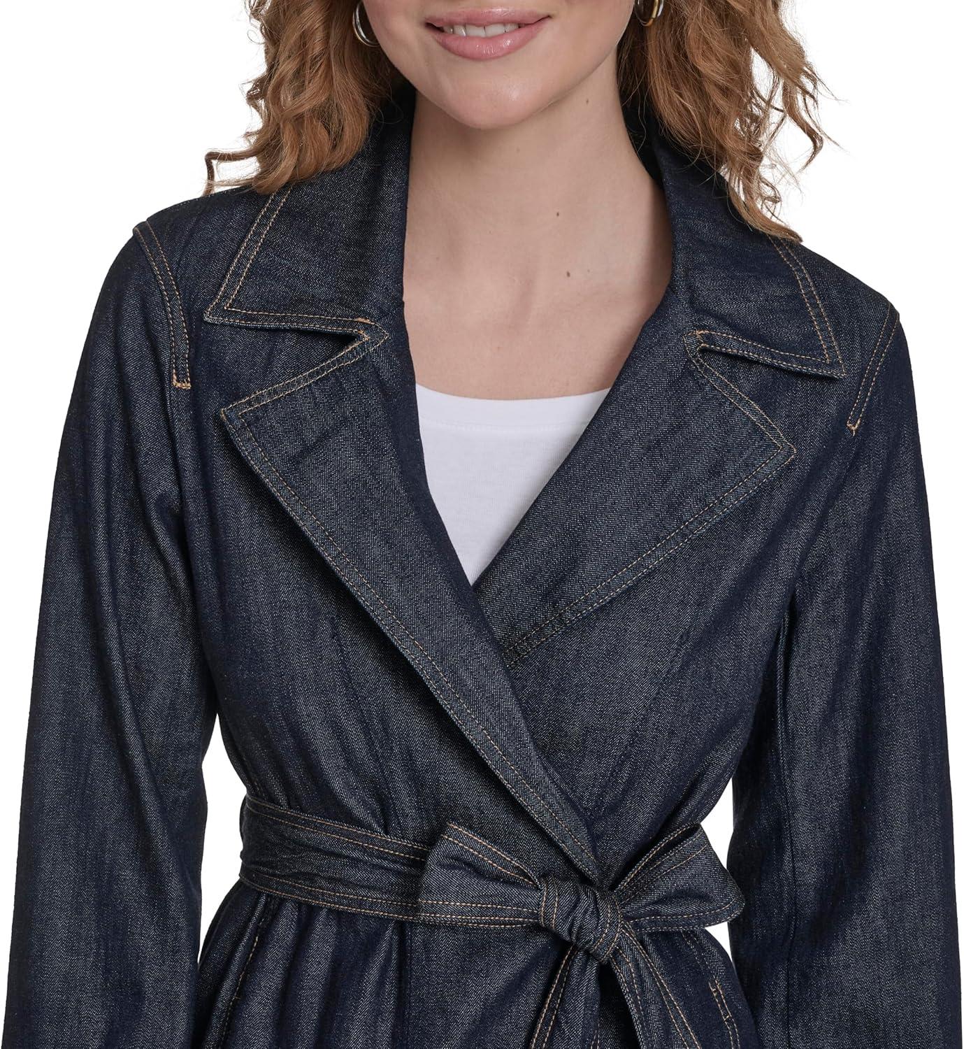 imageNautica Womens Denim Jean Trench Jacket OuterwearRinse
