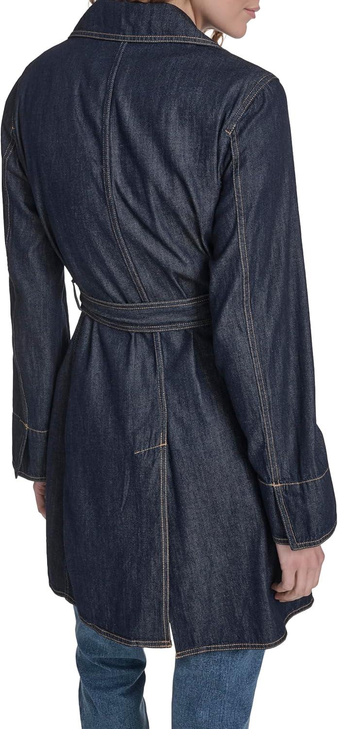 imageNautica Womens Denim Jean Trench Jacket OuterwearRinse