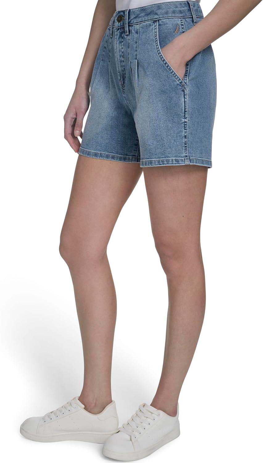 imageNautica Womens Denim Pleated Jean Fashion ShortsLola Wash