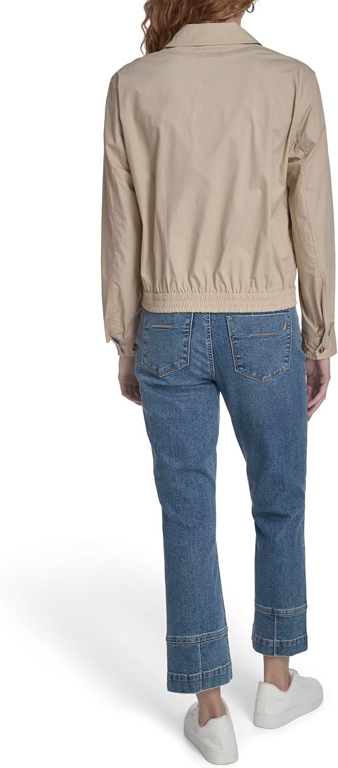 imageNautica Womens Long Sleeve Cotton Collared Zip Front JacketIrish Creme