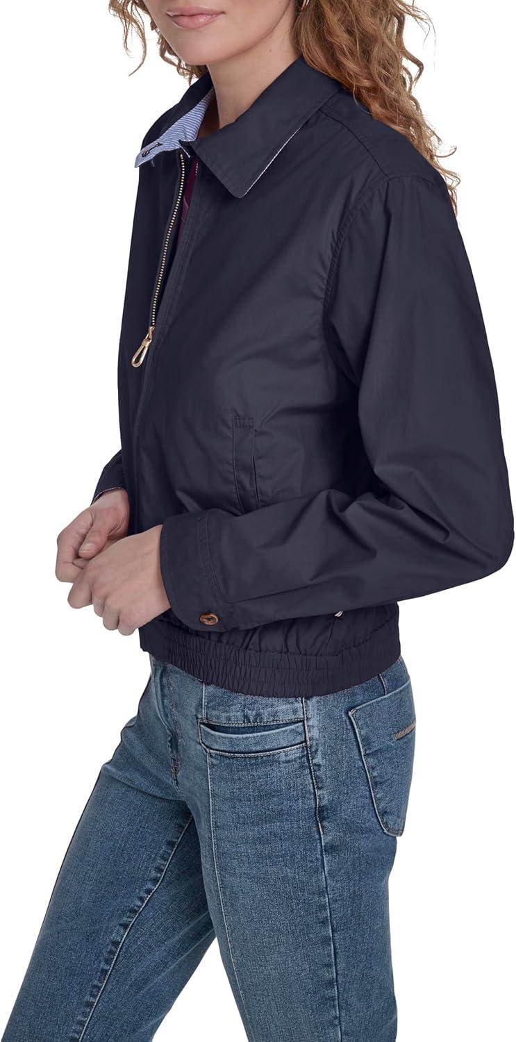imageNautica Womens Long Sleeve Cotton Collared Zip Front JacketNight Sky