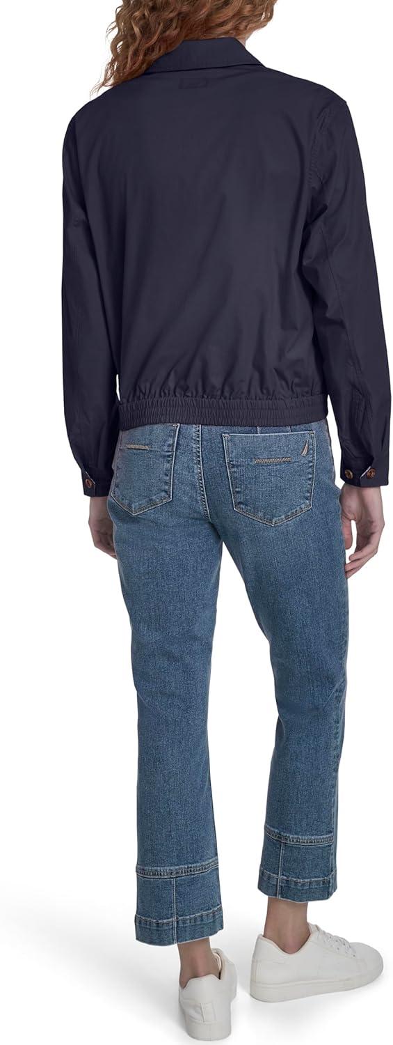 imageNautica Womens Long Sleeve Cotton Collared Zip Front JacketNight Sky