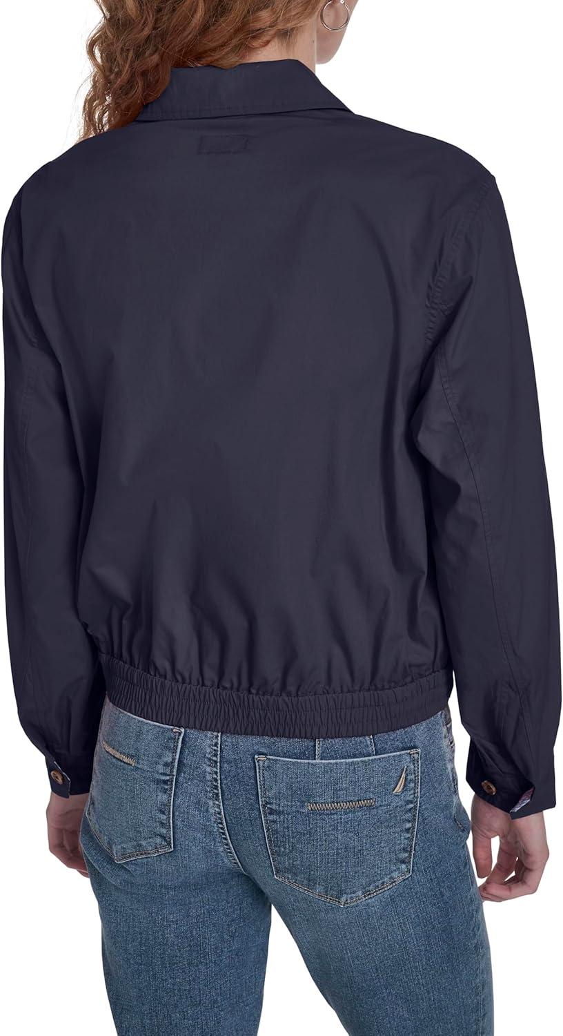 imageNautica Womens Long Sleeve Cotton Collared Zip Front JacketNight Sky