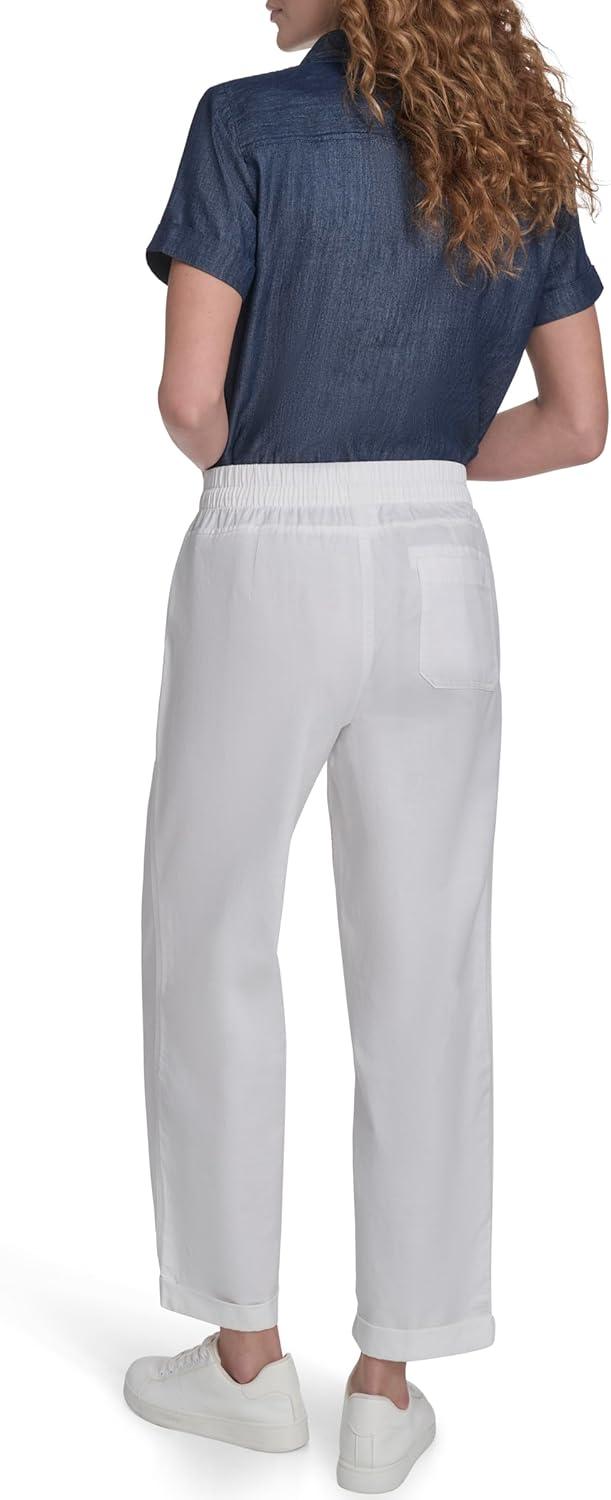 imageNautica Womens Pull on Cuffed Solid Ankle Length PantsBright White
