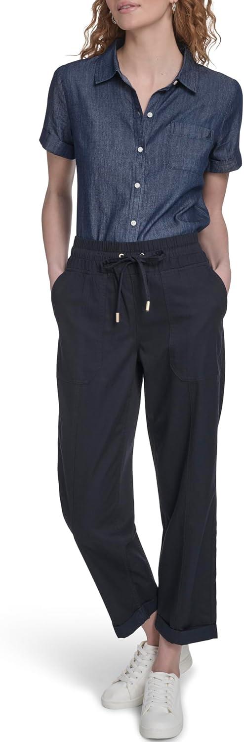 imageNautica Womens Pull on Cuffed Solid Ankle Length PantsNight Sky