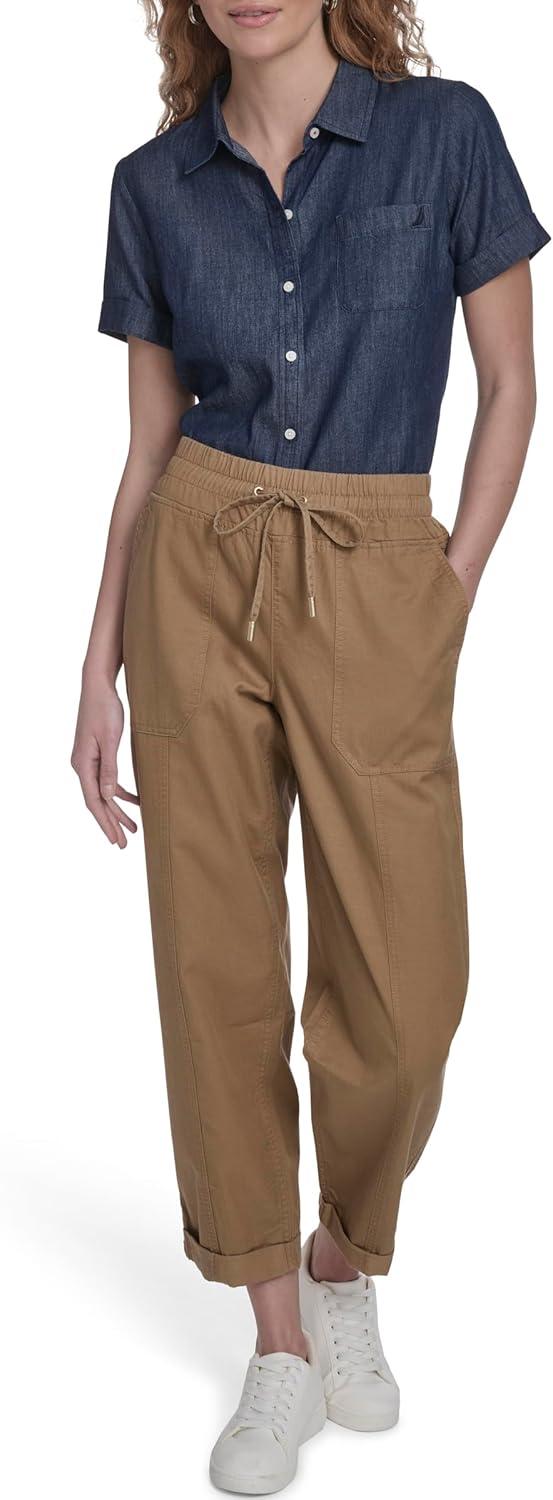 imageNautica Womens Pull on Cuffed Solid Ankle Length PantsSage