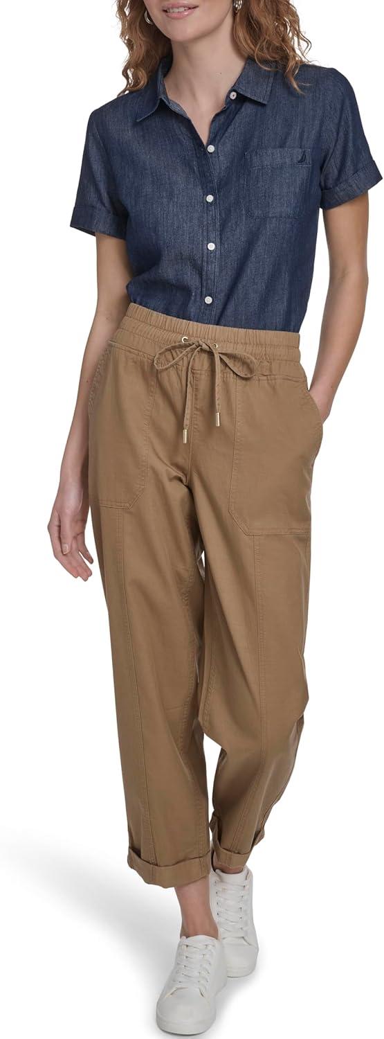 imageNautica Womens Pull on Cuffed Solid Ankle Length PantsTigers Eye