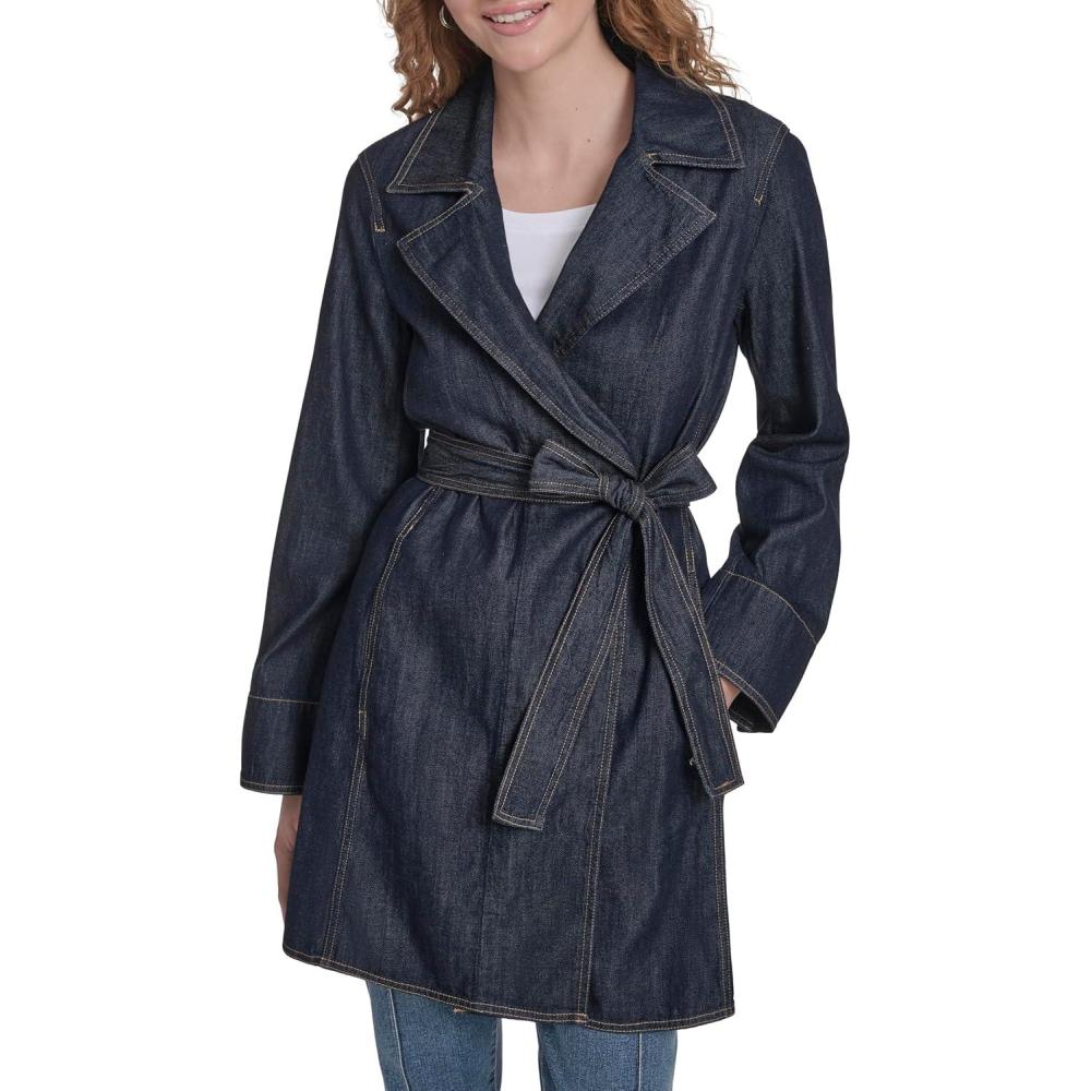 imageNautica Womens Denim Jean Trench Jacket OuterwearRinse