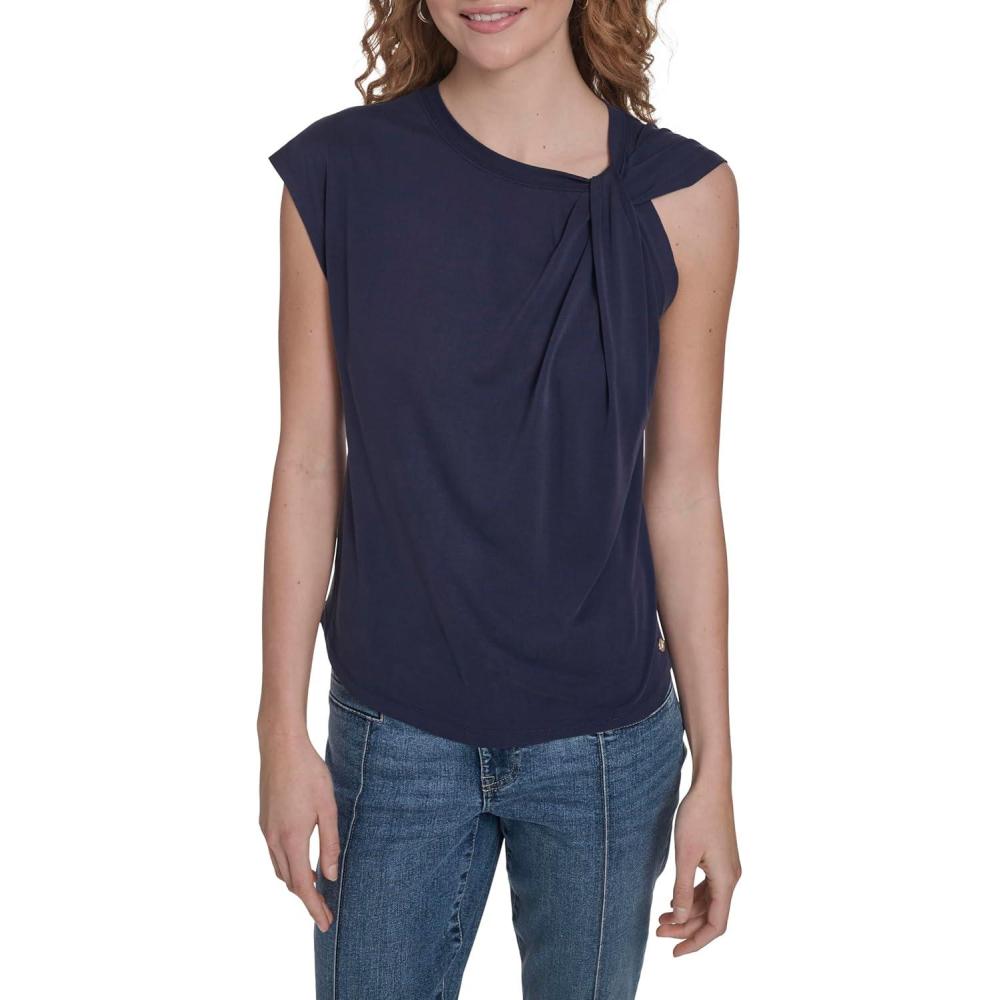 imageNautica Womens Sleeveless Twist Tie Soft Solid TopNight Sky
