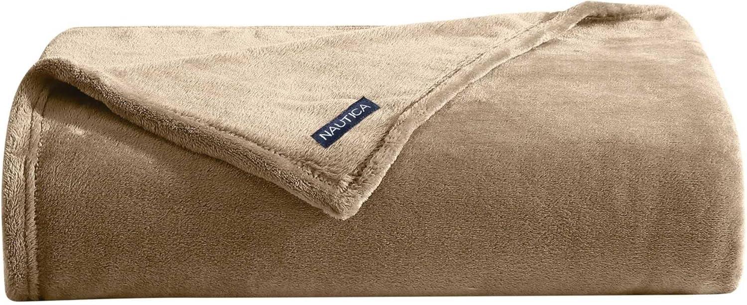 imageNautica Twin Blanket Soft Plush Fleece Bedding Ideal for Bed or Couch Dorm Essentials OekoTex Certified Solid RedBrown