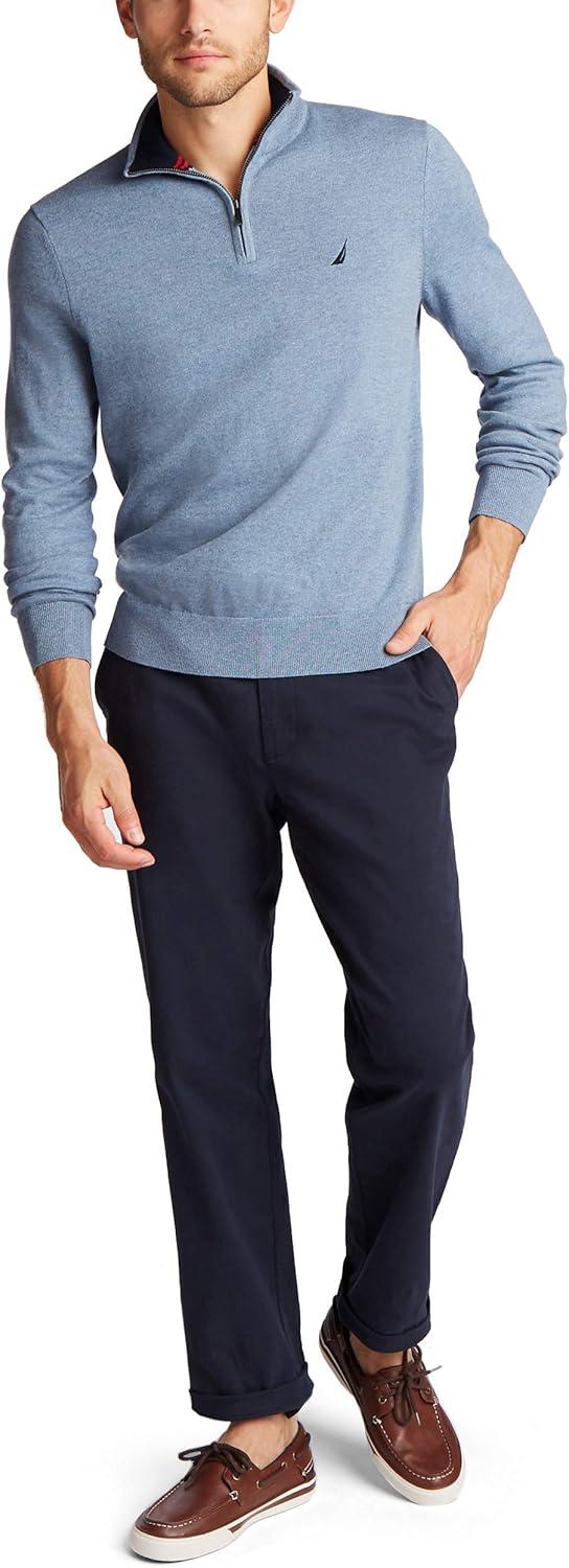 imageNautica Mens Nautica Mens Quarterzip SweaterDeep Anchor Heather