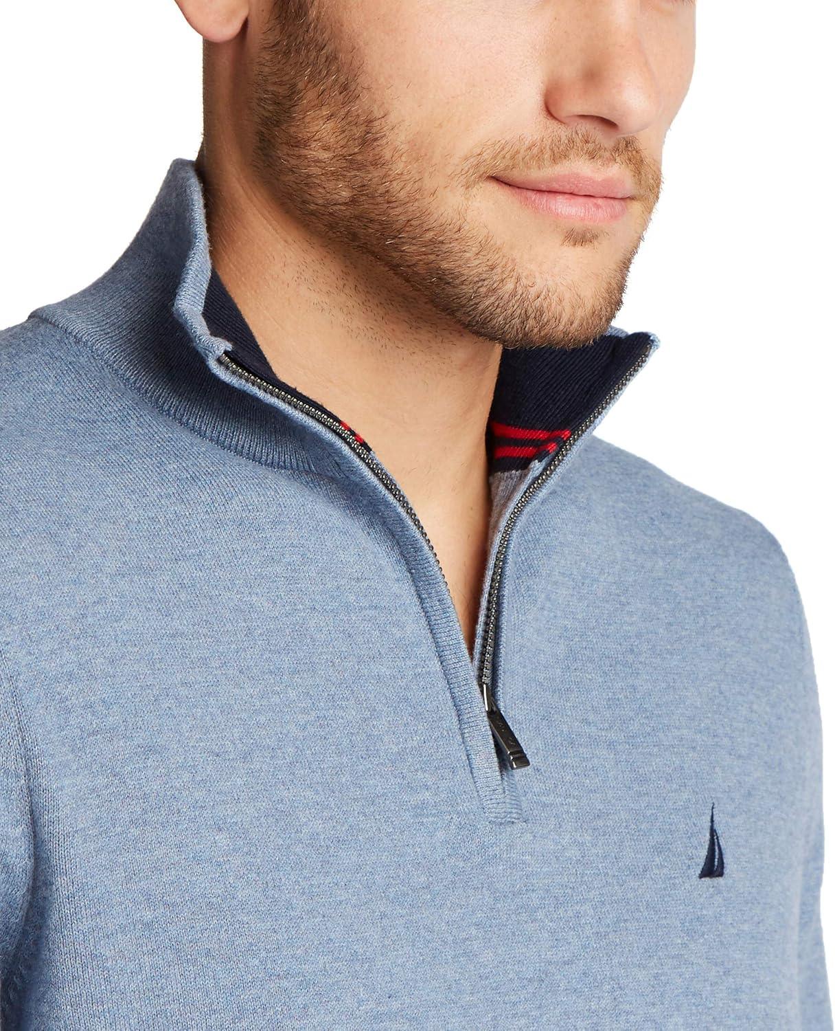 imageNautica Mens Nautica Mens Quarterzip SweaterDeep Anchor Heather