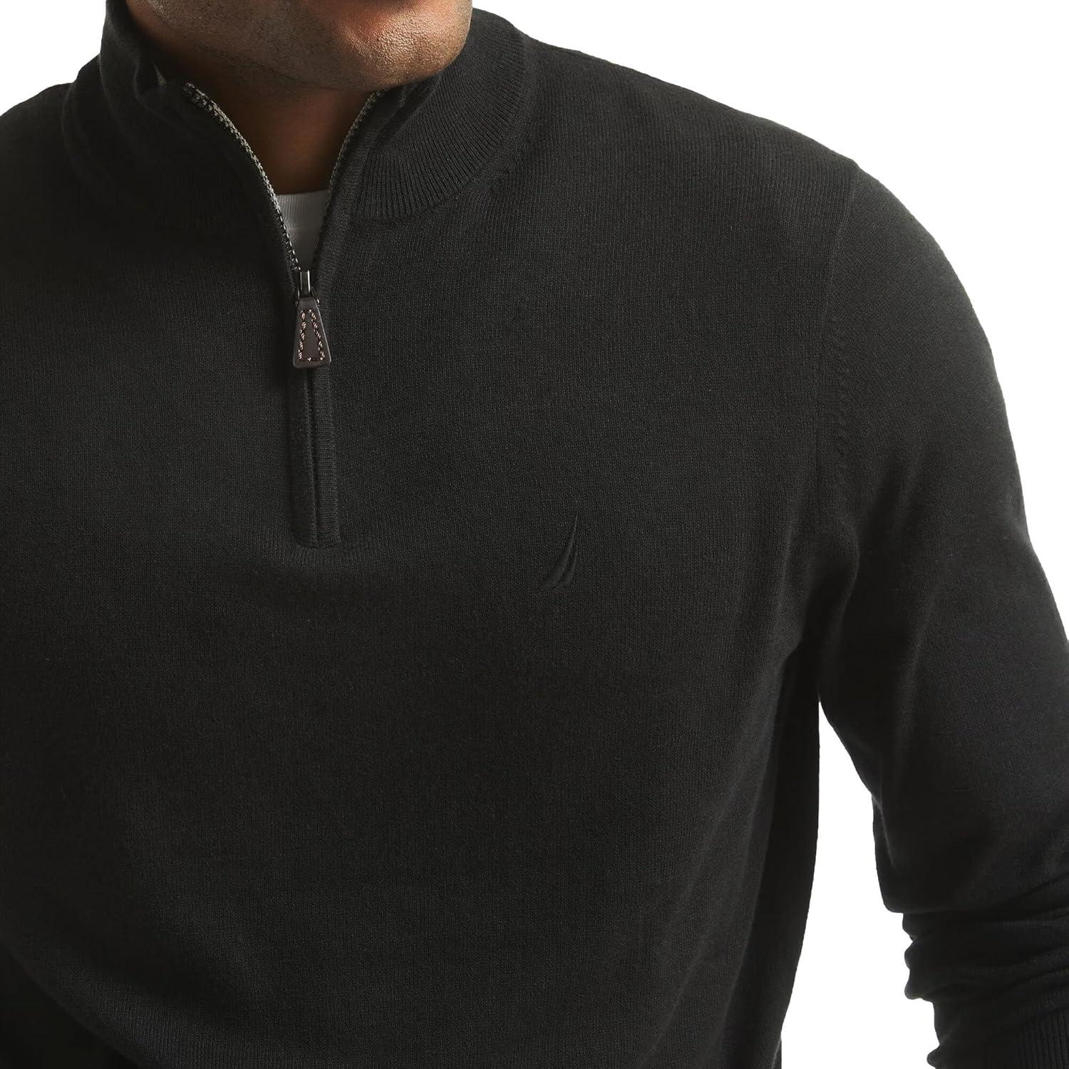 imageNautica Mens Nautica Mens Quarterzip SweaterElegant Black