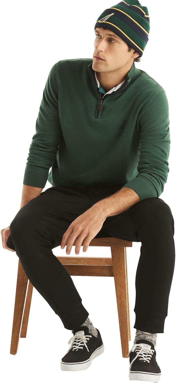 imageNautica Mens Nautica Mens Quarterzip SweaterForest Green