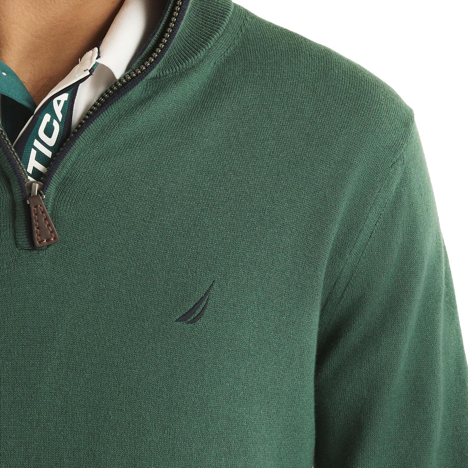imageNautica Mens Nautica Mens Quarterzip SweaterForest Green
