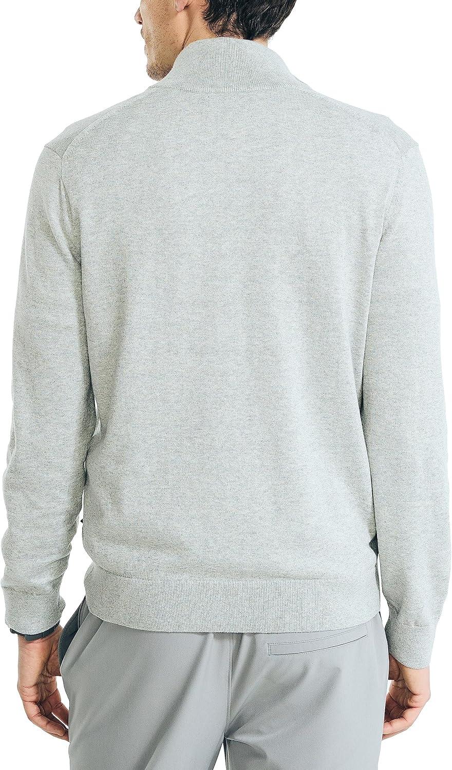 imageNautica Mens Nautica Mens Quarterzip SweaterGrey Heather