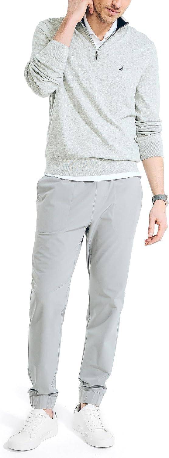 imageNautica Mens Nautica Mens Quarterzip SweaterGrey Heather
