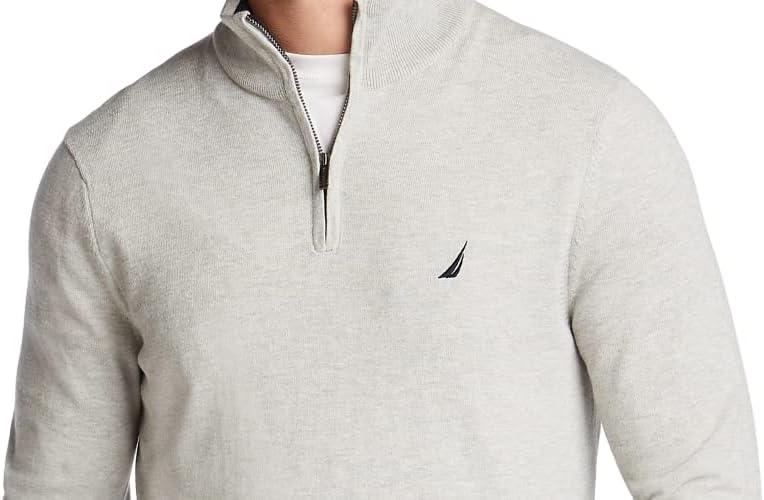 imageNautica Mens Nautica Mens Quarterzip SweaterMedium Grey Heather