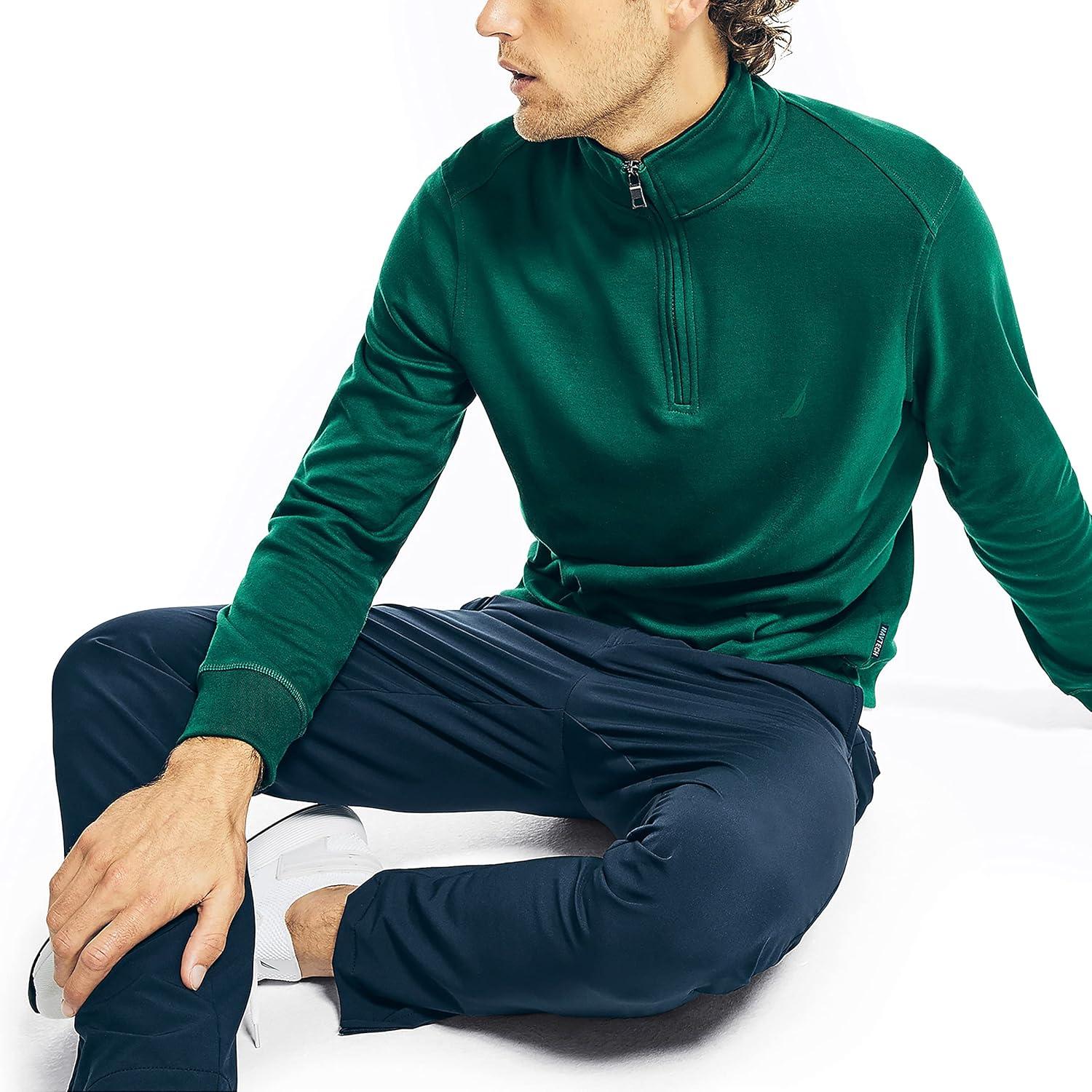 imageNautica Mens Nautica Mens Quarterzip SweaterTidal Green