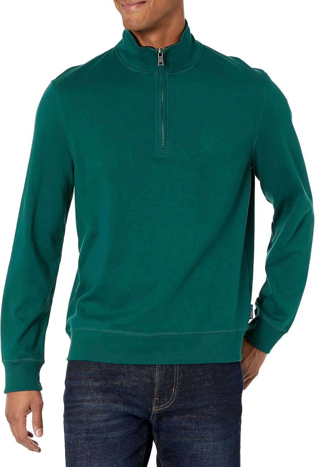 imageNautica Mens Nautica Mens Quarterzip SweaterTidal Green