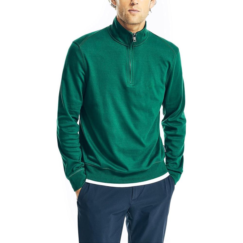 imageNautica Mens Nautica Mens Quarterzip SweaterTidal Green