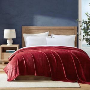 Nautica – Twin Blanket, Soft Plush Fleece Bedding, Ideal for Bed or Couch, Dorm Essentials, Oeko-Tex Certified (Solid Red)(Solid Red)