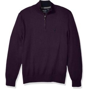 Nautica Men’s Nautica Men’s Quarter-zip Sweater(Blackberry Heather)
